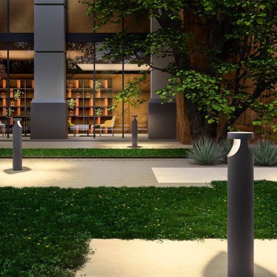 Stalp exterior XWalk, gri inchis, LED, 12W, 1335 lumeni, alb cald 3000K, IP65, H.80 cm, 90501