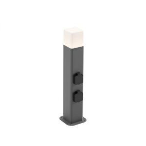 Stalp exterior Volt, gri inchis, 2 prize, LED, 13W, 895 lumeni, alb cald 3000K, IP54, H.50 cm, 90614