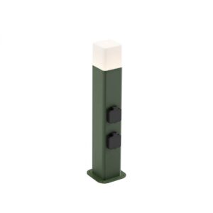 Stalp exterior Volt, verde inchis, 2 prize, LED, 13W, 895 lumeni, alb cald 3000K, IP54, H.50 cm, 90616