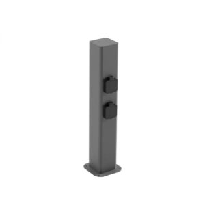 Stalp exterior Volt, gri inchis, 2 prize, H.50 cm, 90617