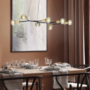 Lustra Cross vintage, negru cu auriu, 7 becuri E27, TRIO , 306700732