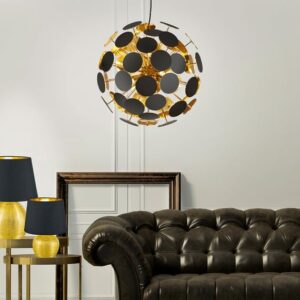 Lustră Trio DISCALGO, negru cu auriu, 6xE14 , D.54cm, H.1,5m- 609900632