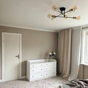 Lustră Trio Cross, 6xE27, negru cu auriu, D.56,6cm, 606700632