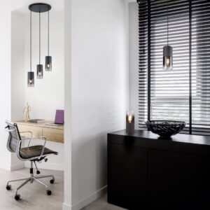 TRIO ROBIN PENDUL metal negru, sticla fumurie, 3XE27, D.37cm, H.1,5m, 310630332