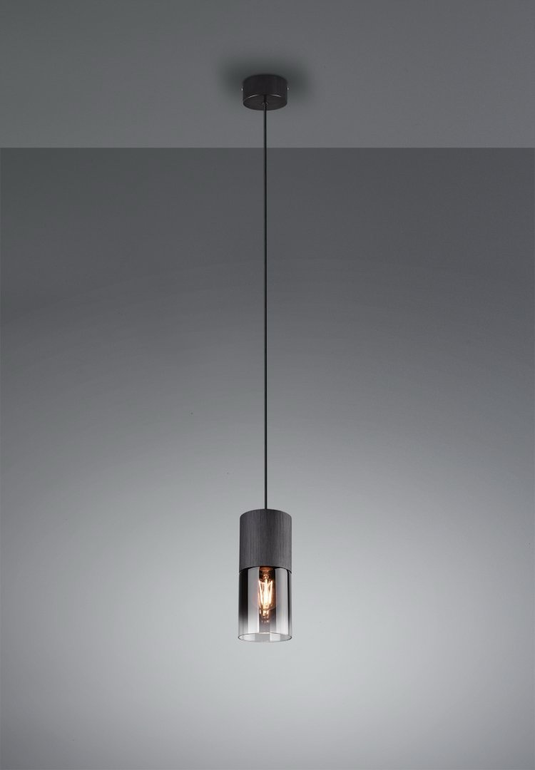 TRIO ROBIN PENDUL metal negru, sticla fumurie, E27, D.10cm, H.1,5m, 310600132