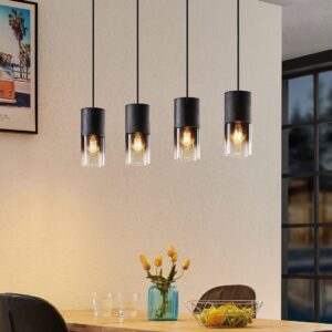 TRIO ROBIN PENDUL metal negru, sticla fumurie, 4XE27, L80,5cm, H.1,5m, 310600432