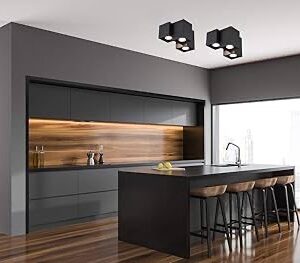 Plafoniera moderna 3 becuri GU10, negru, 23x20cm, H.15cm, Fernando, 604900332 Trio