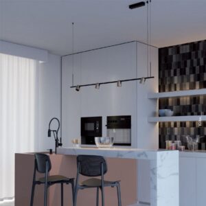 Lustră Redo Kobe, negru/silver coffee, LED, 25W, 2484 lumeni, alb cald 3000K, L.150 cm, 01-3672