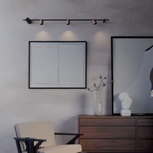 Plafoniera/Aplica Redo Kobe, negru/silver coffee, LED, 20W, 2070 lumeni, alb cald 3000K, L.150 cm, 01-3671