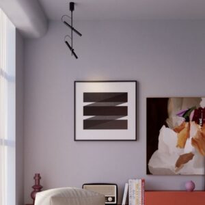 Plafoniera Redo Praxi, negru mat, LED, 15W, 1450 lumeni, alb cald 3000K, H.51 cm, 01-3712