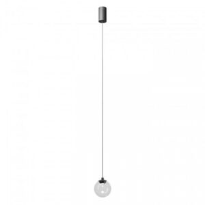 Suspensie Redo Irides, led 3W, 3000K, 226lm, D.10cm, suport metalic negru, sticla transparenta, 01-3956