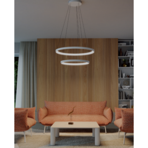 Lustră Redo ICONIC, Alb mat, LED 80W, CCT 3000K/4000K, 9655Lm, D. 38cm+ 58cm, 01-3917