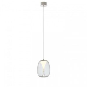 Suspensie Redo Drop, crom/ sticla transparentă,LED, 8W, 880 lm, alb cald 3000K, D.20 cm, 01-3627
