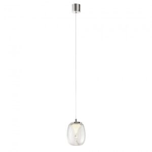Suspensie Redo Drop, crom/ sticla transparentă,LED, 6W, 660 lm, alb cald 3000K, D.11 cm, 01-3925