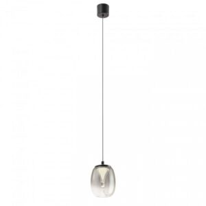 Suspensie Redo Drop, negru / sticla fumurie, LED, 6W, 660 lm, alb cald 3000K, D.11 cm, 01-3926