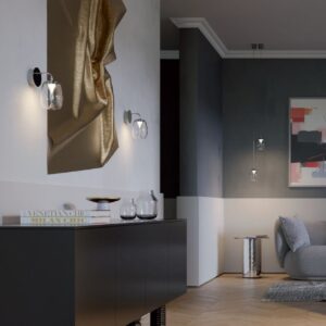 Aplica Redo Drop, crom/sticla transparentă , LED, 6W, 660 lm, alb cald 3000K, 01-3923