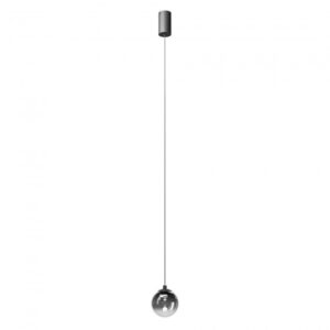 Suspensie Redo Irides, led 3W, 3000K, 226lm, D.10cm, suport metalic negru, sticla degrade fumurie , 01-3961