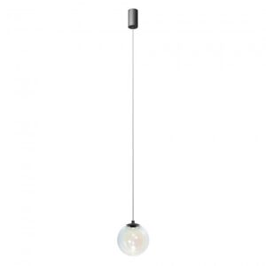 Suspensie Redo Irides, led 5W, 3000K, 425lm, D.15cm, suport metalic negru, sticla transparent-dicroica, cu reflexe, 01-3593