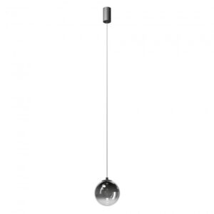Suspensie Redo Irides, led 5W, 3000K, 425lm, D.15cm, suport metalic negru, sticla fumurie degrade, cu reflexe, 01-3962