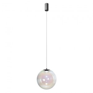 Suspensie Redo Irides, led 12W, 3000K, 978lm, D.30cm, suport metalic negru, sticla transparent-dicroica, cu reflexe, 01-3596