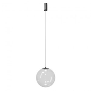 Suspensie Redo Irides, led 12W, 3000K, 978lm, D.30cm, suport metalic negru, sticla transparenta,  01-3960
