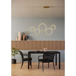 Suspensie Smarter Athena, auriu mat, LED CCT, 50W, 3000/4000/6000K, 3978 lumeni, L.120 cm, 01-3386