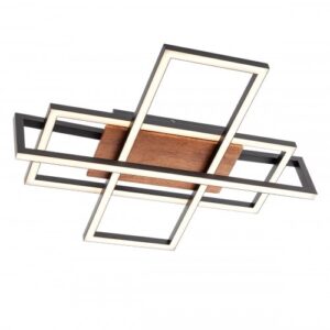 Lustra Smarter Mikura, negru/lemn, LED, 35.5W, 3000K, 1400 lumeni, L.60 cm, 01-3493