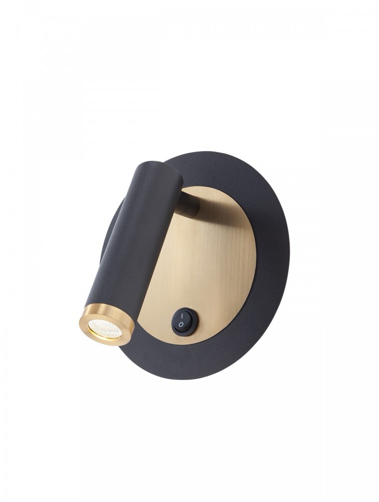 Aplica Smarter Closer, negru mat/ auriu LED, 6W, 502 lumeni, alb cald 3000K, 01-3090