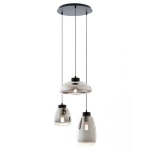 Lustra Smarter Luke, negru mat, sticla fumurie, 3XE27, D.35 cm, 01-3197
