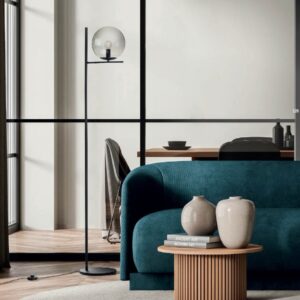 Lampadar Smarter Boldy, negru mat, sticla fumurie, 1XE14, H.150 cm, 01-3074