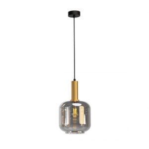Suspensie Smarter Brina, negru mat, sticla fumurie, 1XE27, D.20 cm, 01-3213
