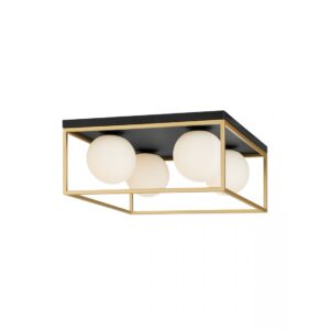 Plafoniera Smarter Zodiac, negru/alama, sticla, 4XE14, L.45 cm, 01-3055