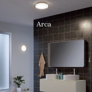 Plafoniera Redo Arca, sticla fumurie, LED CCT, 24W, 2500 lm, 3000K/4000K, IP44, D.35 cm, 01-3796