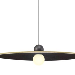 Suspensie Redo Nuwa, fonoabsorbant verde oliv/ negru , LED, 7W, 420 lumeni, alb cald 3000K, D.60 cm, 01-3534