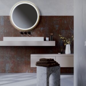 Oglinda pentru baie Vanity, auriu mat, LED CCT, 48W, 3752 lumeni, 3000K/4000K/6000K, IP44, D.78 cm, 01-3825