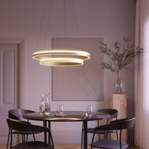 Suspensie Smarter Valdis, auriu mat, LED CCT, 76W, 3710 lumeni, 3000K/4000K, D.79 cm, 01-3784