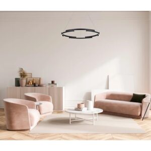 Suspensie Smarter Castle, negru mat, LED, 45W, 2700 lumeni, alb cald 3000K, D.80 cm, 01-3176