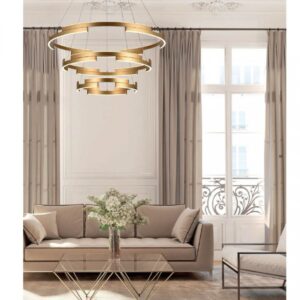 Suspensie Smarter Castle, auriu mat, LED, 80W, 4800 lumeni, alb cald 3000K, D.80 cm, 01-3181