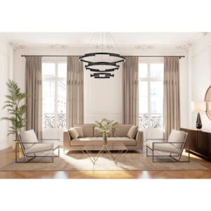 Suspensie Smarter Castle, negru mat, LED, 80W, 4800 lumeni, alb cald 3000K, D.80 cm, 01-3182
