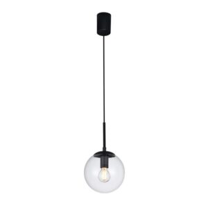 Suspensie Smarter Global, negru mat, sticla transparenta, 1XE14, D.15 cm, 01-3164