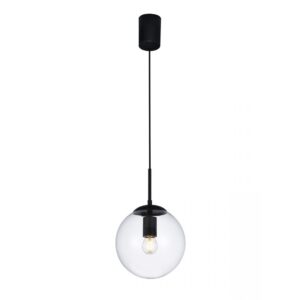 Suspensie Smarter Global, negru mat, sticla transparenta, 1XE27, D.20 cm, 01-3166