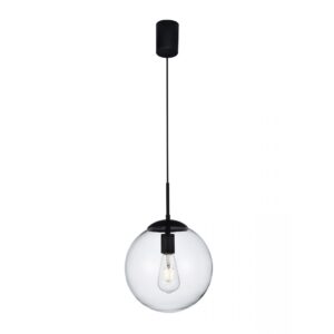 Suspensie Smarter Global, negru mat, sticla transparenta, 1XE27, D.25 cm, 01-3168