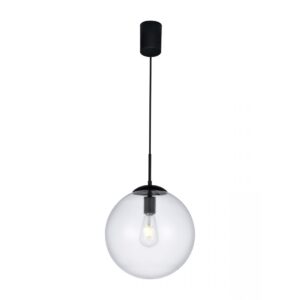 Suspensie Smarter Global, negru mat, sticla transparenta, 1XE27, D.30 cm, 01-3170