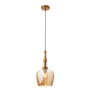 Suspensie Smarter Toll, bronz antic, sticla ambra, 1XE27, D.20 cm, 01-2740