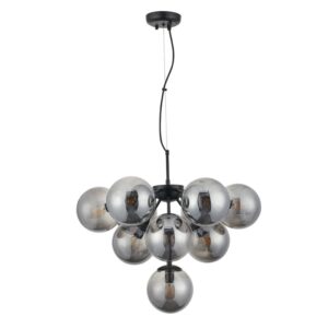 Lustra Smarter Agape, negru mat, sticla fumurie, 10XE14, D.59 cm, 01-2942