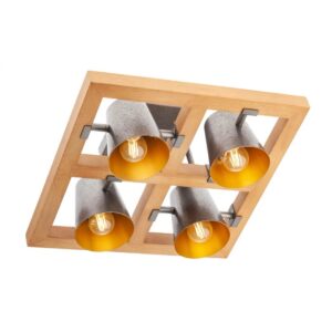 Plafoniera Smarter Oaker, lemn, metal argintiu, 4XE14, L.39 cm, 01-3496