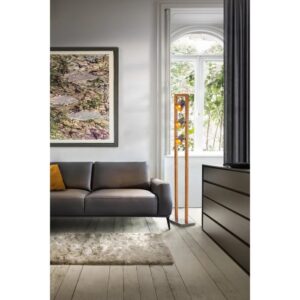 Lampadar Oaker, 3 x E14, 1500 mm, lemn natur + argintiu, rustic, Smarter, 01-3498