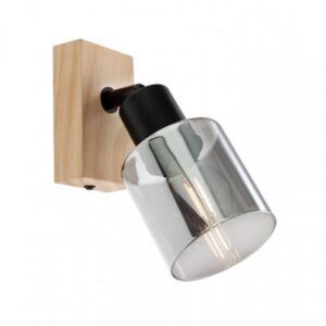 Aplica Smarter Rotis, lemn natur, sticla fumurie, 1XE27, 01-3984