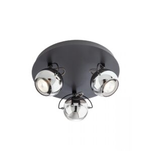 Plafoniera Smarter Ward, negru mat, sticla, 3XGU10, D.30 cm, 04-545