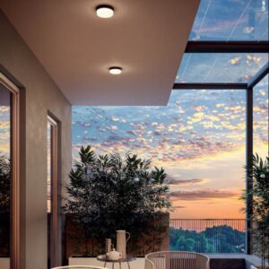 Plafoniera exterior Urania, gri inchis, LED, 10W, 860 lumeni, alb cald 3000K, IP65, D.16 cm, 90516